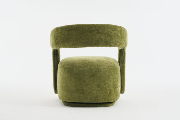 English Elm 065-chenille Barrel Swivel Chair Soft Upholstered Accent Seat for Living Room Reading Green W527P370610