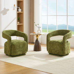 English Elm 065-chenille Barrel Swivel Chair Soft Upholstered Accent Seat for Living Room Reading Green W527P370610