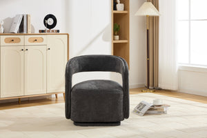 English Elm 065-chenille Barrel Swivel Chair Soft Upholstered Accent Seat for Living Room Reading Dark Gray W527P370612