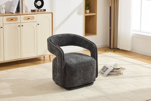 English Elm 065-chenille Barrel Swivel Chair Soft Upholstered Accent Seat for Living Room Reading Dark Gray W527P370612