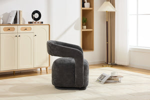 English Elm 065-chenille Barrel Swivel Chair Soft Upholstered Accent Seat for Living Room Reading Dark Gray W527P370612