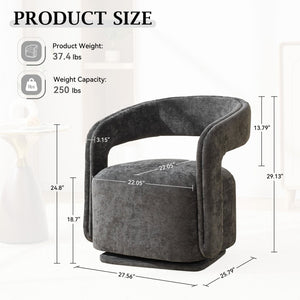 English Elm 065-chenille Barrel Swivel Chair Soft Upholstered Accent Seat for Living Room Reading Dark Gray W527P370612
