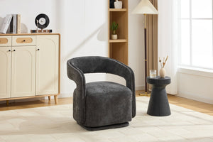 English Elm 065-chenille Barrel Swivel Chair Soft Upholstered Accent Seat for Living Room Reading Dark Gray W527P370612