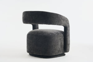 English Elm 065-chenille Barrel Swivel Chair Soft Upholstered Accent Seat for Living Room Reading Dark Gray W527P370612