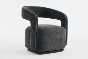 English Elm 065-chenille Barrel Swivel Chair Soft Upholstered Accent Seat for Living Room Reading Dark Gray W527P370612