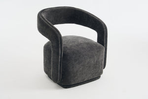 English Elm 065-chenille Barrel Swivel Chair Soft Upholstered Accent Seat for Living Room Reading Dark Gray W527P370612