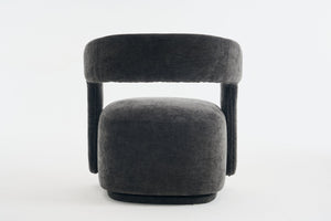 English Elm 065-chenille Barrel Swivel Chair Soft Upholstered Accent Seat for Living Room Reading Dark Gray W527P370612