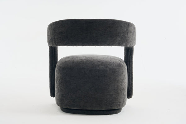 English Elm 065-chenille Barrel Swivel Chair Soft Upholstered Accent Seat for Living Room Reading Dark Gray W527P370612