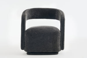 English Elm 065-chenille Barrel Swivel Chair Soft Upholstered Accent Seat for Living Room Reading Dark Gray W527P370612