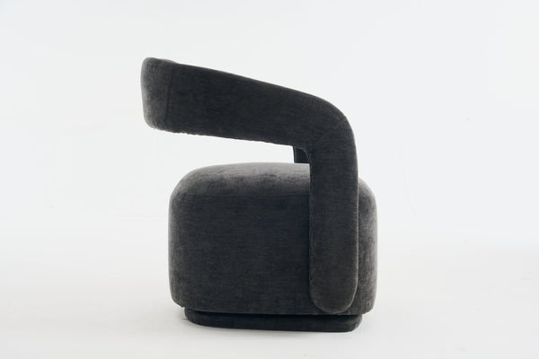 English Elm 065-chenille Barrel Swivel Chair Soft Upholstered Accent Seat for Living Room Reading Dark Gray W527P370612