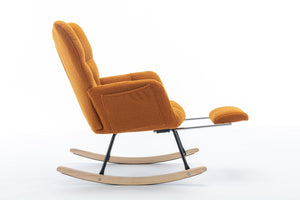 English Elm 067-teddy Plush Nursery Rocking Chair with Footstool High Back and Side Storage Pocket W527P420901