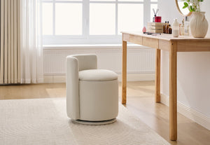 English Elm 075-velvet Swivel Barrel Chair Plush Upholstered Hidden Storage Sculptural Living Room Seat Beige W527P495167