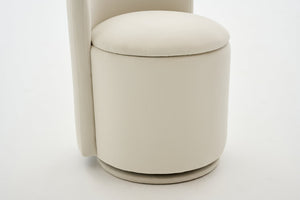 English Elm 075-velvet Swivel Barrel Chair Plush Upholstered Hidden Storage Sculptural Living Room Seat Beige W527P495167
