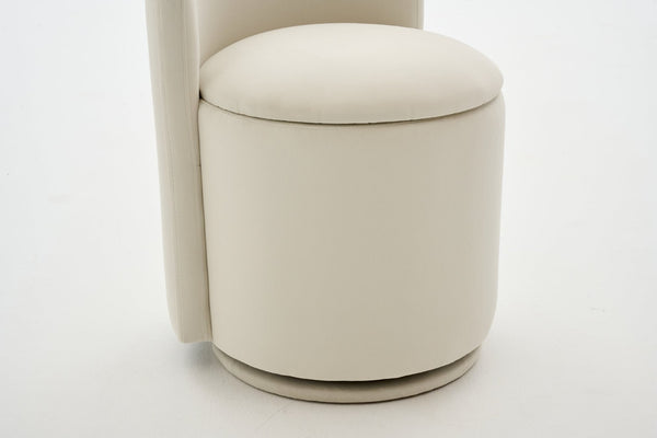 English Elm 075-velvet Swivel Barrel Chair Plush Upholstered Hidden Storage Sculptural Living Room Seat Beige W527P495167