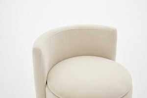 English Elm 075-velvet Swivel Barrel Chair Plush Upholstered Hidden Storage Sculptural Living Room Seat Beige W527P495167