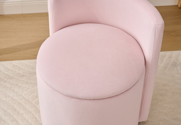 English Elm 075-velvet Swivel Barrel Chair Plush Upholstered Hidden Storage Sculptural Living Room Seat Pink W527P495168