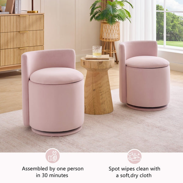 English Elm 075-velvet Swivel Barrel Chair Plush Upholstered Hidden Storage Sculptural Living Room Seat Pink W527P495168