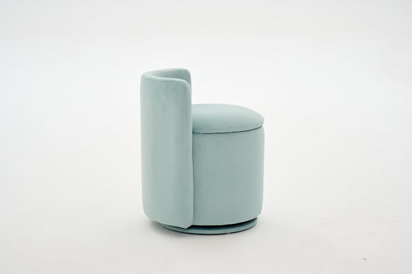 English Elm 075-velvet Swivel Barrel Chair Plush Upholstered Hidden Storage Sculptural Living Room Seat Aqua W527P495169