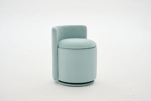 English Elm 075-velvet Swivel Barrel Chair Plush Upholstered Hidden Storage Sculptural Living Room Seat Aqua W527P495169