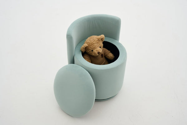 English Elm 075-velvet Swivel Barrel Chair Plush Upholstered Hidden Storage Sculptural Living Room Seat Aqua W527P495169