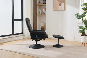 English Elm 089-massage Recliner with Ottoman Pu Leather Swivel Seat Heating Multi-zone Vibration Home Office Black W527P510517