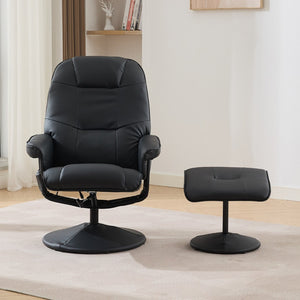 English Elm 089-massage Recliner with Ottoman Pu Leather Swivel Seat Heating Multi-zone Vibration Home Office Black W527P510517
