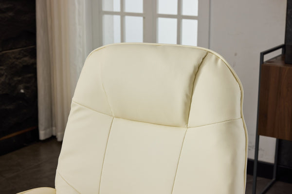 English Elm 089-massage Recliner with Ottoman Pu Leather Swivel Seat Heating Multi-zone Vibration Home Office Beige W527P510519