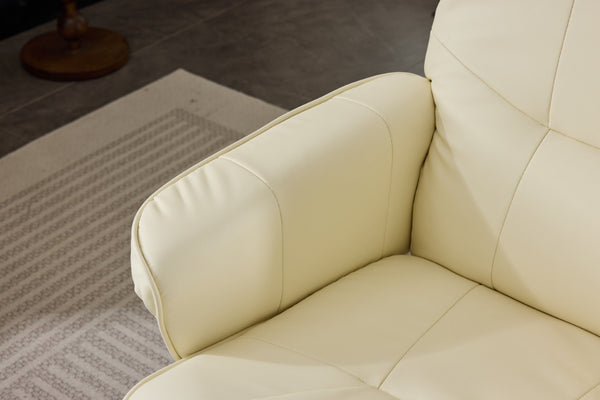 English Elm 089-massage Recliner with Ottoman Pu Leather Swivel Seat Heating Multi-zone Vibration Home Office Beige W527P510519