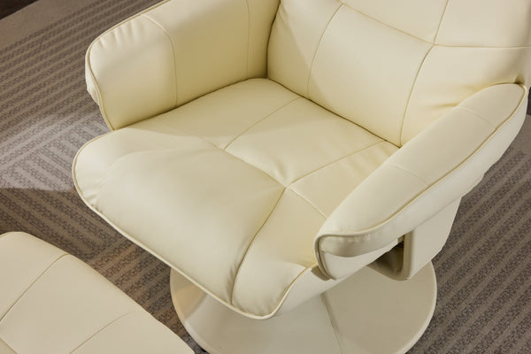 English Elm 089-massage Recliner with Ottoman Pu Leather Swivel Seat Heating Multi-zone Vibration Home Office Beige W527P510519