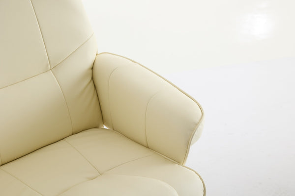 English Elm 089-massage Recliner with Ottoman Pu Leather Swivel Seat Heating Multi-zone Vibration Home Office Beige W527P510519