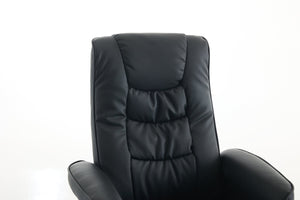 English Elm 090-massage Reclining Lounge Chair with Ottoman Swivel Pu Leather Heated Vibration Seat Black W527P510528