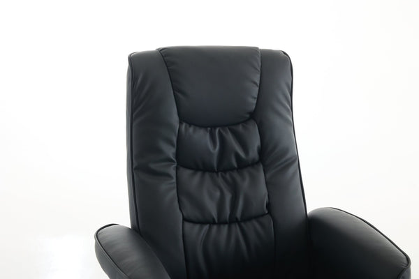 English Elm 090-massage Reclining Lounge Chair with Ottoman Swivel Pu Leather Heated Vibration Seat Black W527P510528