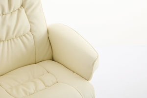 English Elm 090-massage Reclining Lounge Chair with Ottoman Swivel Pu Leather Heated Vibration Seat Beige W527P510529