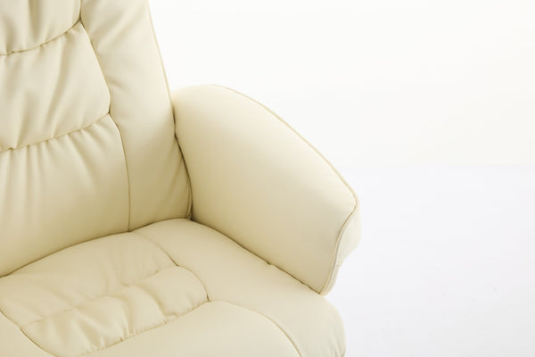 English Elm 090-massage Reclining Lounge Chair with Ottoman Swivel Pu Leather Heated Vibration Seat Beige W527P510529