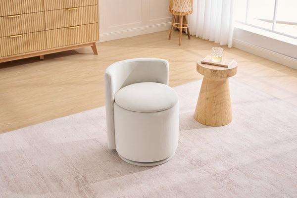 English Elm 075-Velvet Swivel Barrel Chair with Hidden Storage Plush Seat for Living Room Beige W527P557552