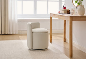 English Elm 075-Velvet Swivel Barrel Chair with Hidden Storage Plush Seat for Living Room Beige W527P557552
