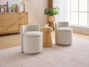 English Elm 075-Velvet Swivel Barrel Chair with Hidden Storage Plush Seat for Living Room Beige W527P557552