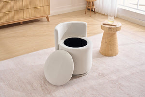 English Elm 075-Velvet Swivel Barrel Chair with Hidden Storage Plush Seat for Living Room Beige W527P557552
