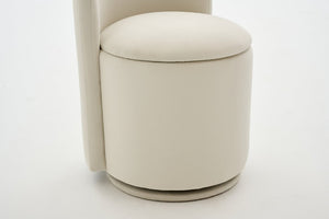 English Elm 075-Velvet Swivel Barrel Chair with Hidden Storage Plush Seat for Living Room Beige W527P557552