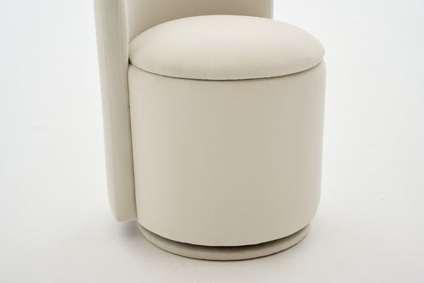 English Elm 075-Velvet Swivel Barrel Chair with Hidden Storage Plush Seat for Living Room Beige W527P557552