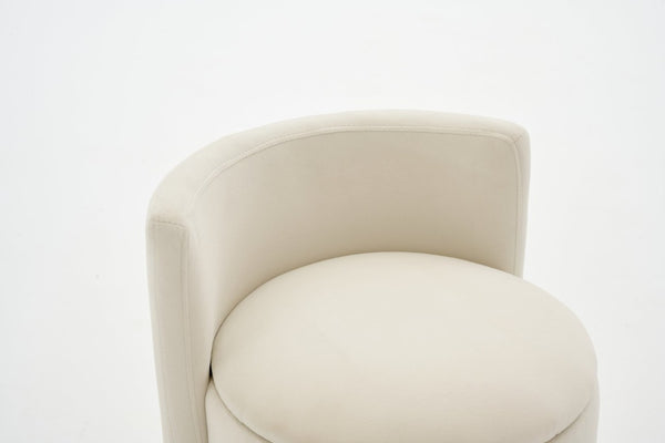 English Elm 075-Velvet Swivel Barrel Chair with Hidden Storage Plush Seat for Living Room Beige W527P557552