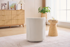 English Elm 075-Velvet Swivel Barrel Chair with Hidden Storage Plush Seat for Living Room Beige W527P557552