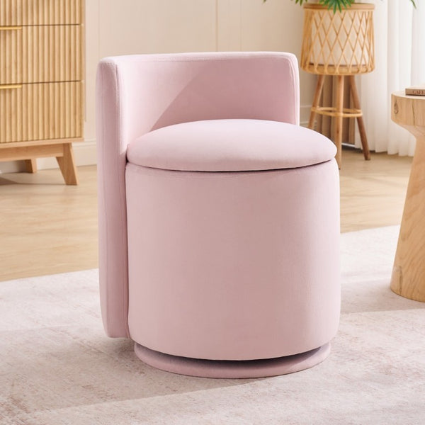 English Elm 075-Velvet Swivel Barrel Chair with Hidden Storage Plush Seat for Living Room Pink W527P557554