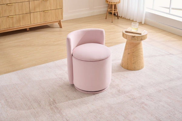 English Elm 075-Velvet Swivel Barrel Chair with Hidden Storage Plush Seat for Living Room Pink W527P557554