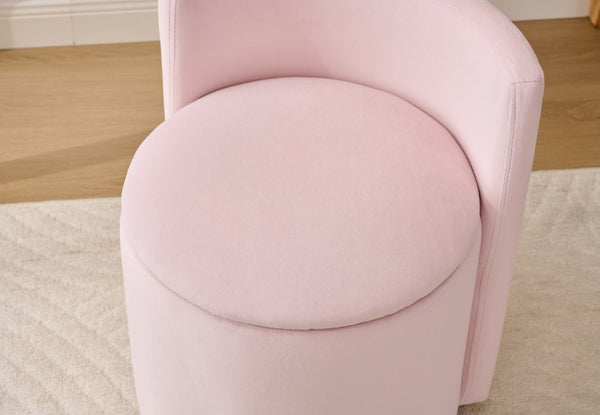 English Elm 075-Velvet Swivel Barrel Chair with Hidden Storage Plush Seat for Living Room Pink W527P557554