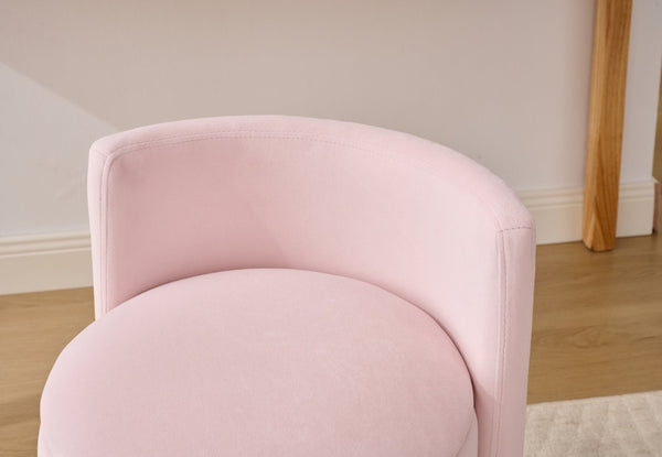 English Elm 075-Velvet Swivel Barrel Chair with Hidden Storage Plush Seat for Living Room Pink W527P557554