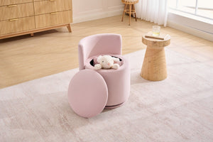 English Elm 075-Velvet Swivel Barrel Chair with Hidden Storage Plush Seat for Living Room Pink W527P557554