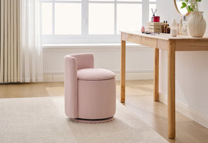 English Elm 075-Velvet Swivel Barrel Chair with Hidden Storage Plush Seat for Living Room Pink W527P557554