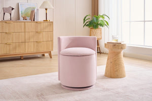 English Elm 075-Velvet Swivel Barrel Chair with Hidden Storage Plush Seat for Living Room Pink W527P557554