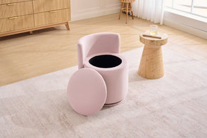 English Elm 075-Velvet Swivel Barrel Chair with Hidden Storage Plush Seat for Living Room Pink W527P557554